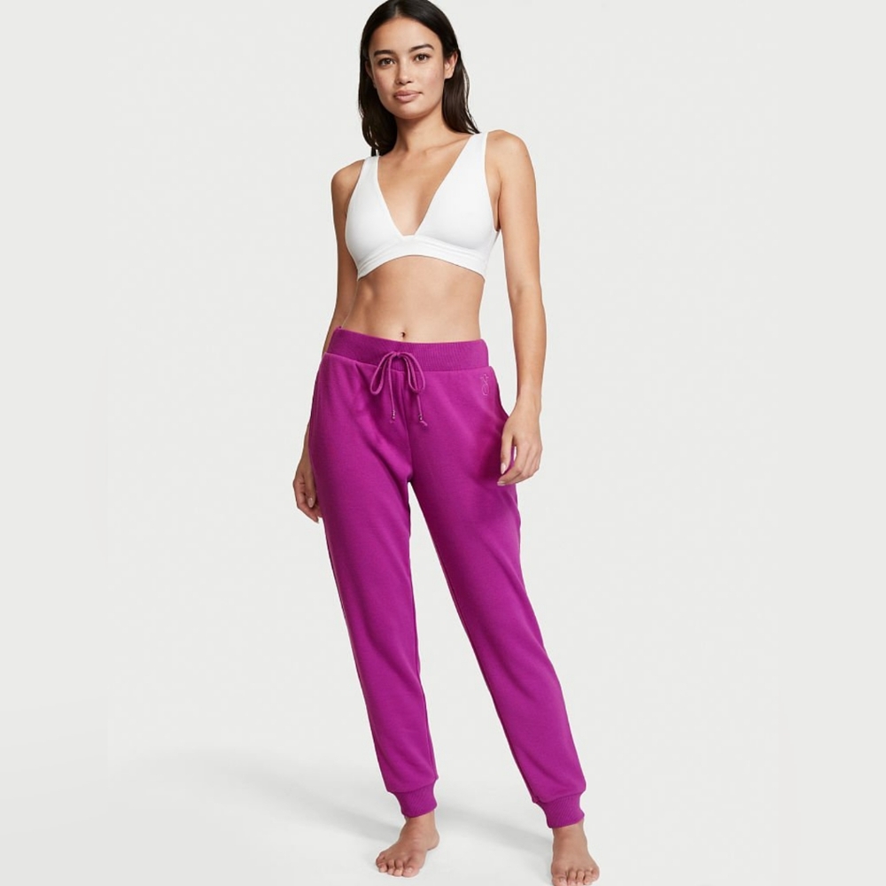 NWT VICTORIA'S SECRET COTTON FLEECE MID RISE JOGGERS SIZE LARGE